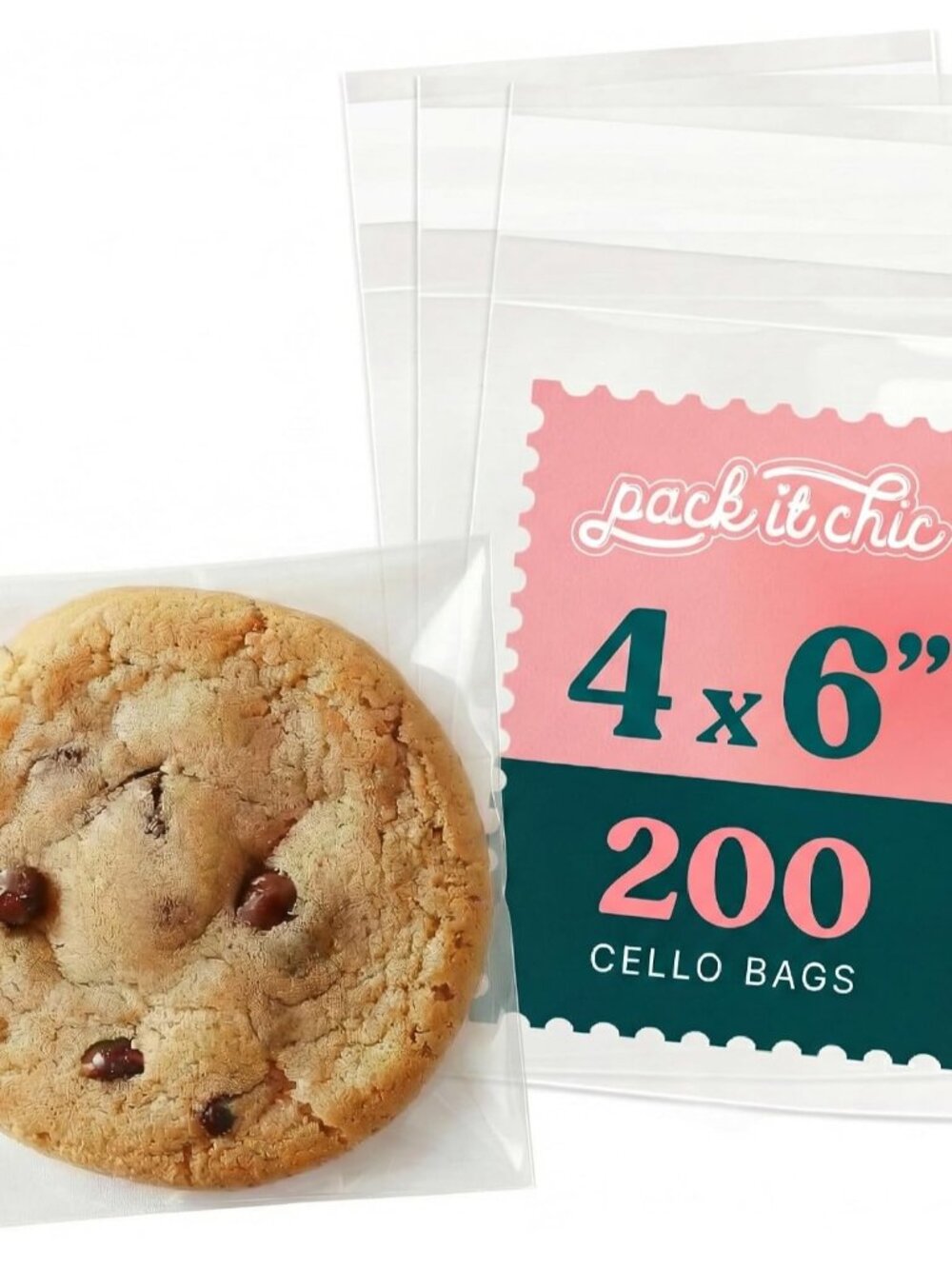 4x6 Clear Cookie Bags With Seal 200 Pack - Self Sealing Cellophane Bags